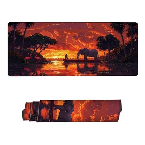 Gaming Mauspad XXL 1600x800x3mm, Mauspad Landschaft Mousepad, Schreibtischunterlage Elefant Mousepad Wasserdicht, rutschfeste Gummibasis Mouse Pad, Verbessert Präzision und Geschwindigkeit RS-640 von RSZYUUNG