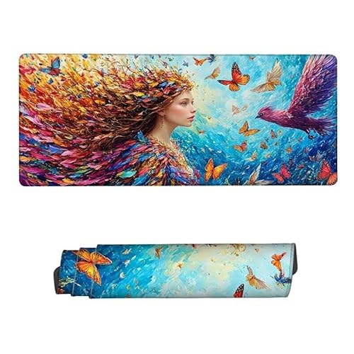 Mauspad Bunt Mousepad XXL 800x400x3mm, Schreibtischunterlage Frau Mousepad, Mouse Pad mit Vernähte Kanten, Wasserdicht Anti-Rutsch Mauspad Gaming, Desk Mat für Büro, Zuhaus, Geschenke für Frauen RS-83 von RSZYUUNG