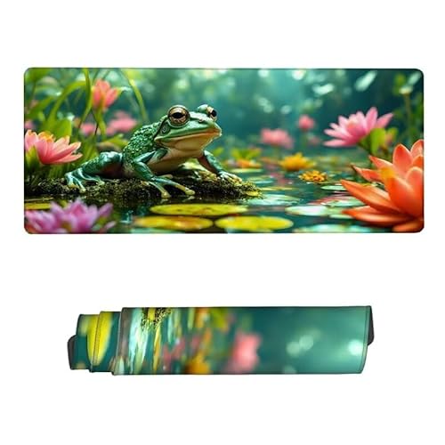 Mauspad Grün Mousepad XXL 1000x500x3mm,Schreibtischunterlage Frosch Mousepad,Mouse Pad mit Vernähte Kanten,Wasserdicht Anti-Rutsch Mauspad Gaming,Desk Mat für Büro,Zuhaus,Geschenke für Frauen RS-245 von RSZYUUNG