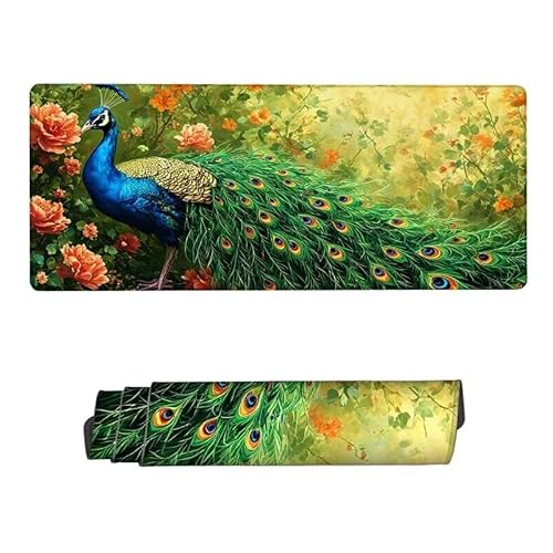 Mauspad Grün Mousepad XXL 900x400x3mm,Schreibtischunterlage Feder Mousepad,Mouse Pad mit Vernähte Kanten,Wasserdicht Anti-Rutsch Mauspad Gaming,Desk Mat für Büro,Zuhaus,Geschenke für Frauen RS-809 von RSZYUUNG