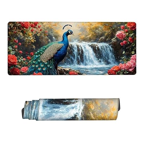 Mauspad Pfau Mousepad XXL 1200x600x3mm,Schreibtischunterlage Fallen Mousepad,Mouse Pad mit Vernähte Kanten,Wasserdicht Anti-Rutsch Mauspad Gaming,Desk Mat für Büro,Zuhaus,Geschenke für Frauen RS-885 von RSZYUUNG