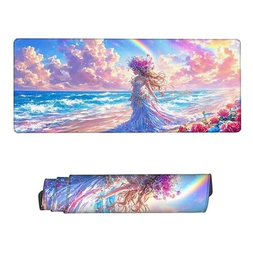 Mauspad Regenbogen Mousepad XXL 1600x800x3mm, Schreibtischunterlage Mädchen Mousepad, Mouse Pad mit Vernähte Kanten, Wasserdicht Anti-Rutsch Mauspad Gaming, Desk Mat für Büro, Zuhaus, Geschenke RS-871 von RSZYUUNG