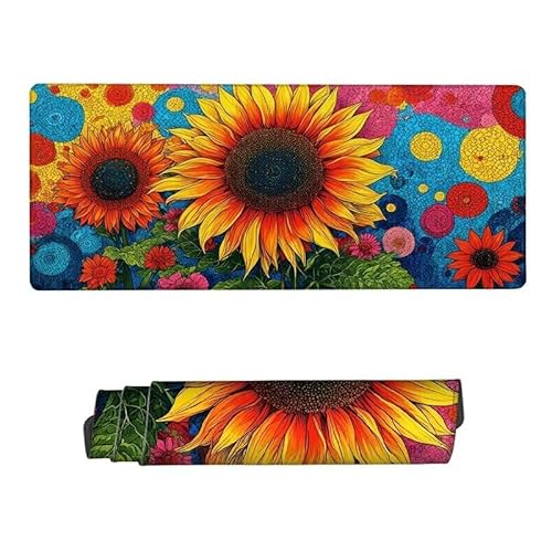 Mauspad Sonnenblume Mousepad XXL 1000x500x3mm,Schreibtischunterlage Gelb Mousepad,Mouse Pad mit Vernähte Kanten,Wasserdicht Anti-Rutsch Mauspad Gaming,Desk Mat für Büro,Zuhaus,Frauen Geschenke RS-843 von RSZYUUNG