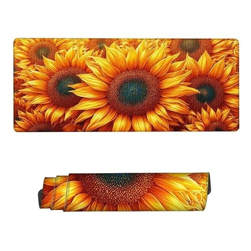 Mauspad Sonnenblume Mousepad XXL 1600x800x3mm,Schreibtischunterlage Gelb Mousepad,Mouse Pad mit Vernähte Kanten,Wasserdicht Anti-Rutsch Mauspad Gaming,Desk Mat für Büro,Zuhaus,Frauen Geschenke RS-701 von RSZYUUNG