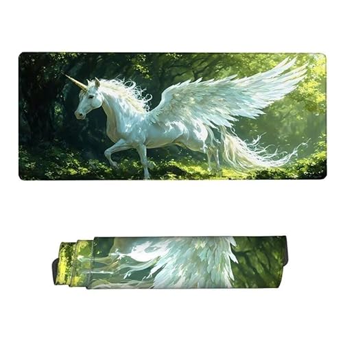 Mauspad Weiß Mousepad XXL 1600x800x3mm,Schreibtischunterlage Einhorn Mousepad,Mouse Pad mit Vernähte Kanten,Wasserdicht Anti-Rutsch Mauspad Gaming,Desk Mat für Büro,Zuhaus,Geschenke für Frauen RS-221 von RSZYUUNG