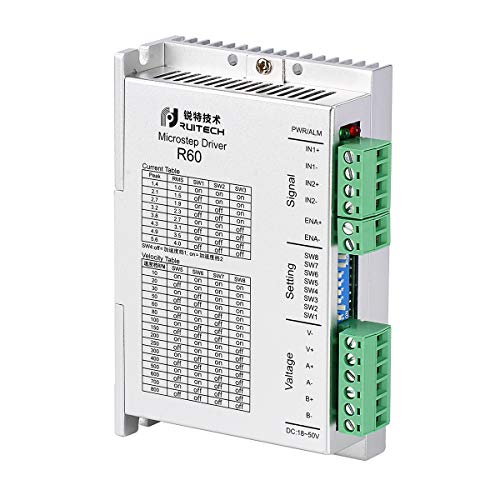 Rtelligent Schrittmotor-Treiber Nema 23 24 Mikroschritt Controller 24-50 VDC Leistung 1,4-5,6 A Strombereich Bipolarer 2-Phasen-Hybridtreiber für 3D-Drucker von RTELLIGENT