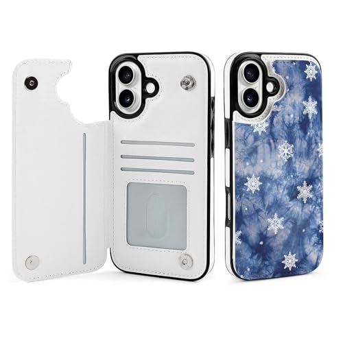 Buffertech Schutzhülle für iPhone 16 Plus, Batikdesign, blaue Schneeflocke, 2,8 m Fallwirkung, Anti-Abblättern, transparent, stoßfest, TPU-Schutzhülle für iPhone 16 Plus von RTGFS