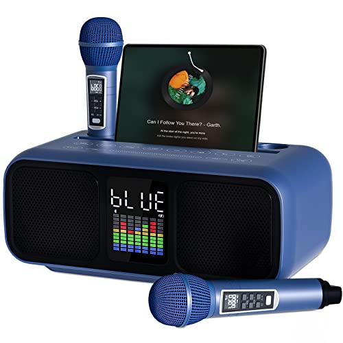 RUBEHOOW Karaoke Maschine mit 2 drahtlosen Mikrofonen und intelligenter Touch Steuerung geeignet für Familienfeiern Geburtstagsfeiern Feiertagsfeiern und Gesangspraxis 318 von RUBEHOOW