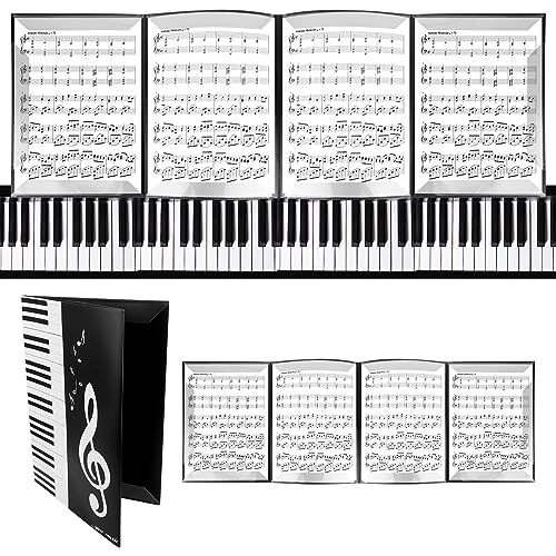 Notenordner 6 Seitig für Notenblätter A4 Notenmappe, Schwarz Wasserdicht Musikordner, Faltbar Musik Ordnungsmappe für Musiker Chormappe von RUCUDIM