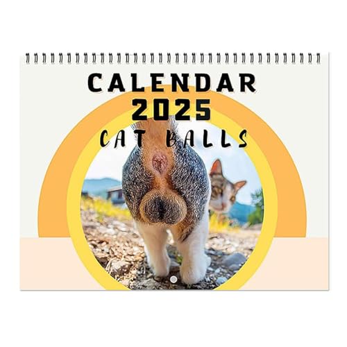 2025 Katze Butthole Kalender Lustige Katzen Bälle Kalender 12 Monate Familienkalender mit leerem Raum für Notizen Wandbehang Katzenbälle Kalender für Katzenliebhaber Home Office Weihnachten Geburtstag von RUDFUZ