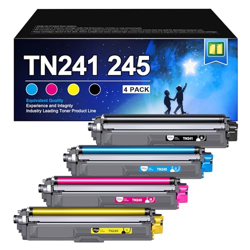 RUDGUZ TN241 TN245 Kompatibel für Brother TN-241 TN-245 TN242 TN246 für Toner Brother DCP 9022CDW MFC 9332CDW MFC 9142CDN HL-3142CDW HL-3152CDW MFC-9342CDW (Schwarz Cyan Gelb Magenta, 4er-Pack) von RUDGUZ