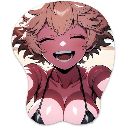 3D Mauspad mit Silikon Brüste Mousepad mit Handauflage. Anti Rutsch Anime Manga Maus Pad Handgelenkauflage für Büro (Ashido 13) von RUFSMAAN