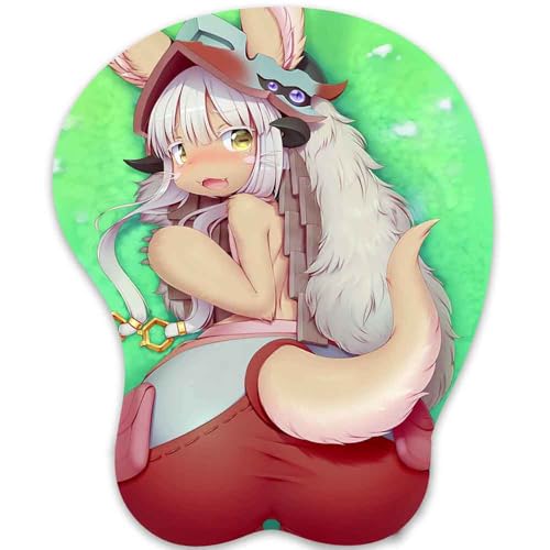 3D Mauspad mit Silikon Brüste Mousepad mit Handauflage. Anti Rutsch Anime Manga Maus Pad Handgelenkauflage für Büro (Nanachi) von RUFSMAAN