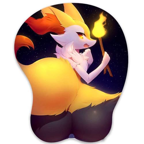 3D Mauspad mit Silikon Brüste Mousepad mit Handauflage. Anti Rutsch Anime Manga Maus Pad Handgelenkauflage für Büro (braixen 2) von RUFSMAAN