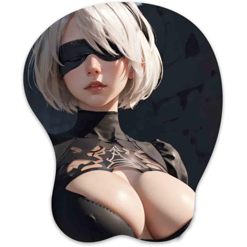 3D Mauspad mit Silikon Brüste Mousepad mit Handauflage. Anti Rutsch Anime Manga Maus Pad Handgelenkauflage für Büro Spiel（2B 22） von RUFSMAAN