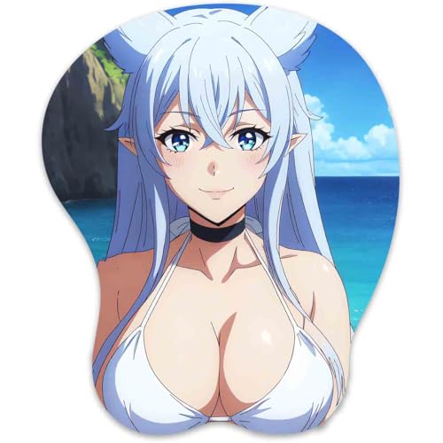 3D Mauspad mit Silikon Brüste Mousepad mit Handauflage. Anti Rutsch Anime Manga Maus Pad Handgelenkauflage für Büro Spiel（Fenrys） von RUFSMAAN