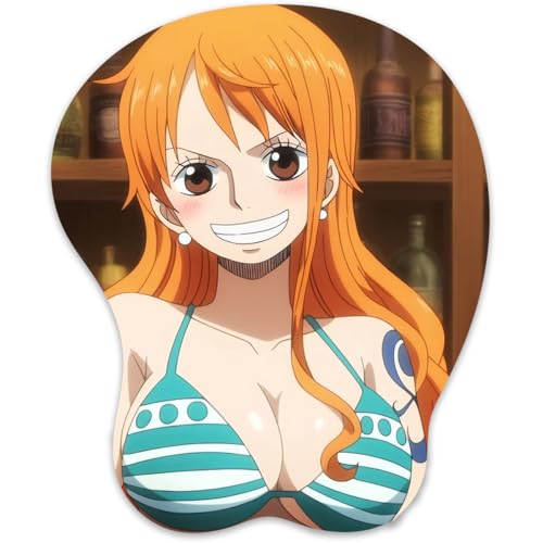 3D Mauspad mit Silikon Brüste Mousepad mit Handauflage. Anti Rutsch Anime Manga Maus Pad Handgelenkauflage für Büro Spiel（Nami 4） von RUFSMAAN