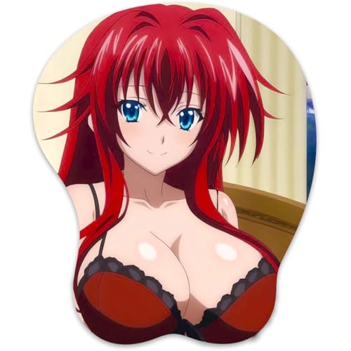 3D Mauspad mit Silikon Brüste Mousepad mit Handauflage. Anti Rutsch Anime Manga Maus Pad Handgelenkauflage für Büro Spiel（Rias 22） von RUFSMAAN