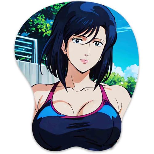 3D Mauspad mit Silikon Brüste Mousepad mit Handauflage. Anti Rutsch Anime Manga Maus Pad Handgelenkauflage für Büro Spiel（Saeko Nogami） von RUFSMAAN