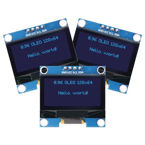 0,96 Zoll OLED Display Modul RUIZHI 3 Stück 0,96 Zoll OLED Display I2C SSD Chip 128 x 64 Pixel I2C Bildschirm Anzeigemodul mit Blaues Zeichen kompatibel mit Arduino von RUIZHI