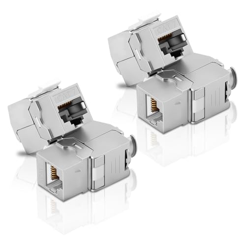 RUIZHI 4 Stück CAT 7 RJ45 Keystone Modul - Keystone Abschirmmodul STP, Werkzeuglos LSA Netzwerk Adapter, AWG 22-24,10 Gbps | 1000M, für Cat 7,Cat 6a,Cat 6, für TV, PC, und Andere Geräte von RUIZHI