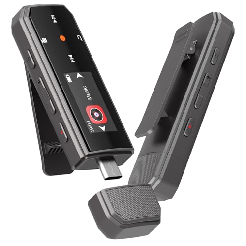 64GB Tragbare USB MP3 Player Bluetooth 5.3, EIN-klick-Aufnahme, Typ-C und USB Musikplayer mit Clip, USB Stick mit UKW-Radio, unterstützt Mobiltelefon verbinden, mit unabhängiger Lautstärketaste von RUIZU