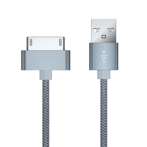 RULGOI 120cm langes 30-poliges Kabel, kompatibel mit iPhone 4s/4, iPhone 3G/3GS, iPad 1 2 3 und iPod, USB-Lade- und Synchronisierungskabel – Grau von RULGOI