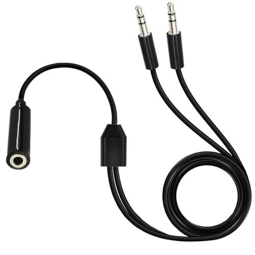 RUMDS 2-in-1 3,5-mm-Kopfhörer-Splitter, 3,5-mm-Stecker/Buchse auf 2 Buchsen/Stecker, 2-Port-Soundausgangskabel, Headset-Verlängerung von RUMDS