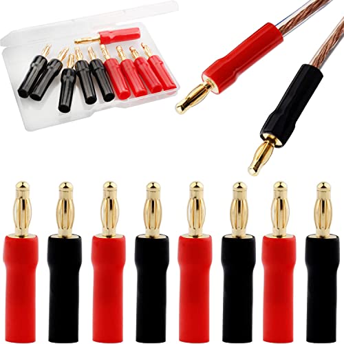 RUNCCI-YUN (5 Paar / 10 Stück Bananenstecker,4mm bananenstecker,4mm lautsprecherstecker,24K Vergoldet Bananenstecker Löt- oder Schraubbarer Anschluss, für Lautsprecherkabel HiFi-Boxen & Verstärker von RUNCCI-YUN