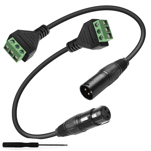 RUNCCI-YUN 2 Stück 3-polige XLR-Anschlüsse,XLR-Stecker und-Buchsen,Mikrofonkabelstecker,Mikrofon-Audiobuchse, XLR Stecker Buchsen auf 3 Pins Schraubklemmenblock schwarzes Gehäuse von RUNCCI-YUN