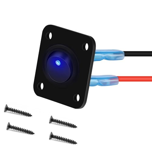 RUNCCI-YUN LED Kippschalter Rund, Runde Schalter, 12V 20A / 24V 10A ON/OFF Wippschalter, 1 Gang Wippschalter Panel, Für Auto Boot, Haushaltsgeräten, Motorrädern, Schiffen Usw（blau ） von RUNCCI-YUN