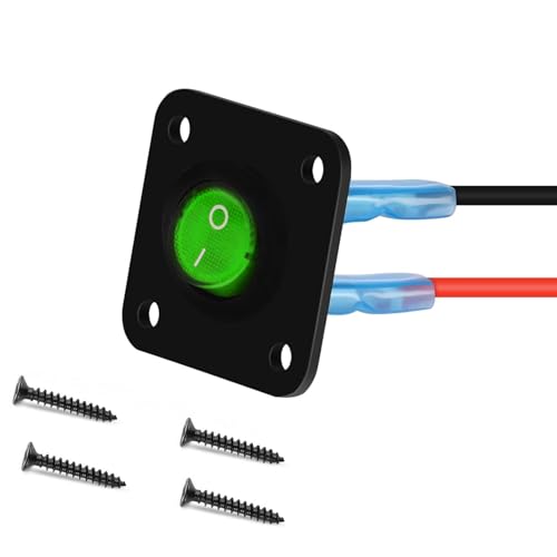 RUNCCI-YUN LED Kippschalter Rund, Runde Schalter, DC12V-24V 10A ON/OFF Wippschalter, 1 Gang Wippschalter Panel, Für Auto Boot, Haushaltsgeräten, Motorrädern, Schiffen Usw（Grün） von RUNCCI-YUN