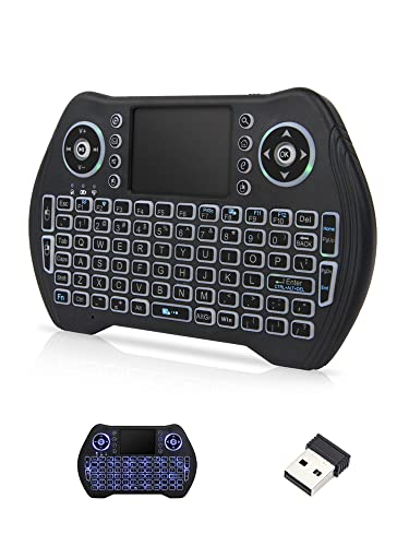 RUPA Mini Tastatur Kabellos, Smart TV Box Tastatur mit USB Empfänger und Hintergrundbeleuchtung für Android TV Box, Blaue LED von RUPA