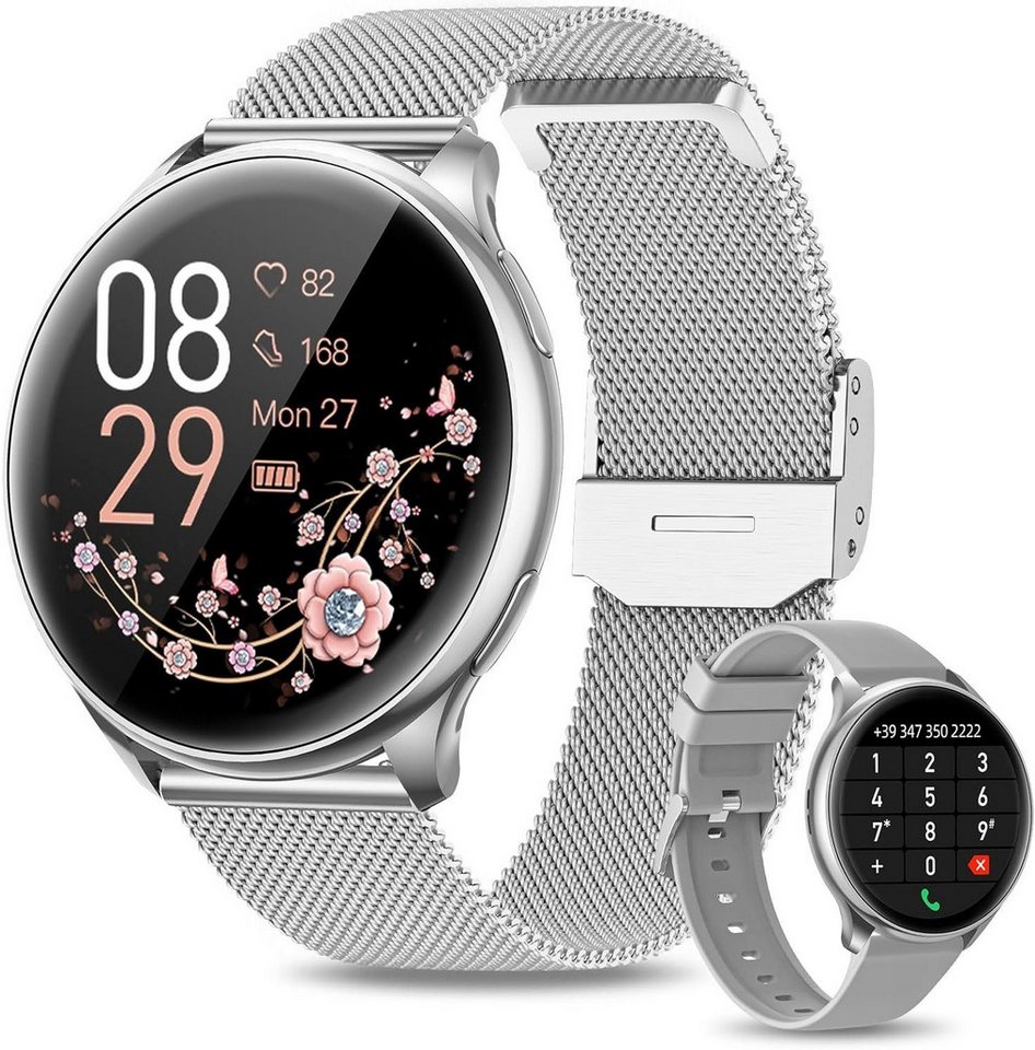 RUXINGX G35 Smartwatch (1,4 Zoll, Andriod iOS), 100+ Sportmodi, 400mAh, Wasserdicht - iOS/Android Silber von RUXINGX