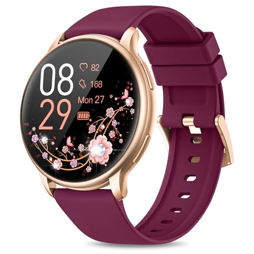 RUXINGX Smartwatch Damen mit Telefonfunktion 1.32" HD Voll Touch Screen, Armbanduhr mit SpO2 Pulsuhr Menstruationszyklus Schlafmonitor Schrittzähler Kalorien Fitness Tracker IP68 iOS Android Lila von RUXINGX