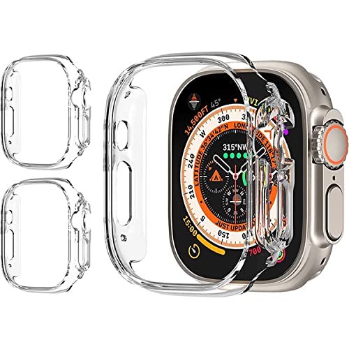 RWMM Hülle für Apple Watch Ultra 49MM,Hohe Qualität Harte PC Anti-Drop Schutzhülle Compatible für Apple Watch Ultra 49MM [2 Stück] [Nein Displayschutz]-transparent von RWMM