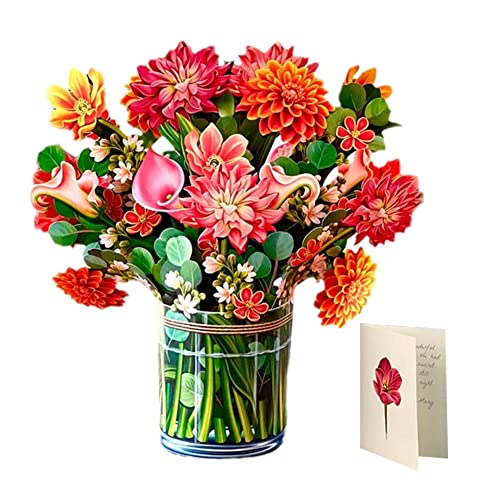 Pop-Up-Karten mit Blumenstrauß, 3D-Blumen-Popup-Grußkarten, handgefertigte Blumenstrauß-Karten mit Notizkarte und Umschlag für Hochzeitstag, Muttertag, Geburtstag von RYGRZJ