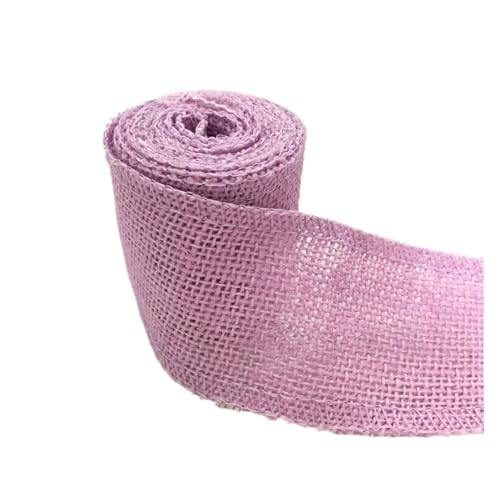 Sackleinenbandrolle, Sackleinenband mit Spitze, Sackleinenrolle, 2 m breit, 6 cm, buntes Jute-Sackleinenband, Jutestoffrolle, Sackleinenband, Zierband, rustikales DIY-Hochzeits-Par(Purple) von RYRYR