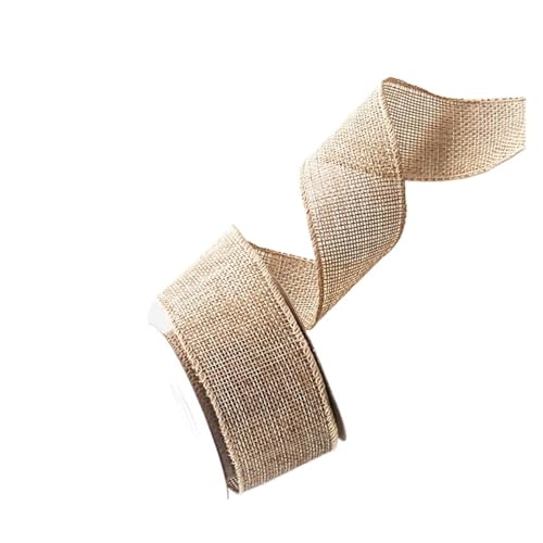 Sackleinenbandrolle, Sackleinenband mit Spitze, Sackleinenrolle 4,5 m/Rolle, DIY-Stoffband, Sackleinenband mit Drahtkante, Weihnachtsbaumband, Kranz, Schleifen, Bastelband, Geschenkverpackung(Natural) von RYRYR