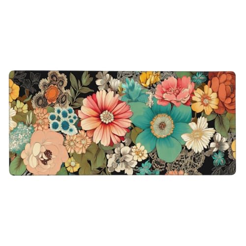 RZYFEMM Modernes Aquarell-Mauspad mit Blumenmuster, Schreibtischunterlage mit Blumen, Gaming-Schreibtischunterlage für Damen, Mädchen, Tastaturmatte, Computer-Schreibtischunterlage für Arbeit, Büro, von RZYFEMM