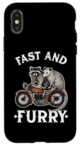 Hülle für iPhone X/XS Schneller und pelziger Motorradfahrer Biker Possum Opossum Raccoon von Raccoon Motorcycle Lover Designs