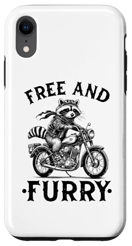 Hülle für iPhone XR Free And Furry Racoon Motorradfahrer Biker Waschbär von Raccoon Motorcycle Lover Designs