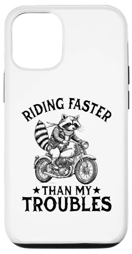 Hülle für iPhone 15 Riding Faster Than My Troubles Motorrad Biker Waschbär von Raccoon Motorcycle & Team Trash