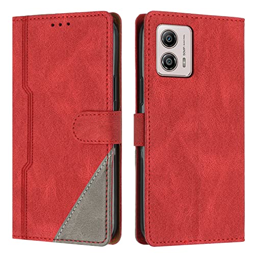 Radoo Kompatibel mit Motorola Moto G73 Hülle, PU Leder Handyhülle [Stand Feature] [Kartenfachr] [Magnetic Closure Snap] Schutzhülle Klappbar Flip Case Cover für Motorola Moto G73 (Rot) von Radoo