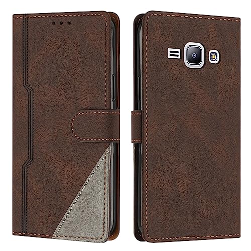 Radoo Kompatibel mit Samsung Galaxy J1/J100 2015 Hülle, PU Leder Handyhülle [Stand Feature] [Kartenfachr] [Magnetic Closure Snap] Schutzhülle Klappbar Flip Cover für Samsung J1/J100 2015 (Braun) von Radoo