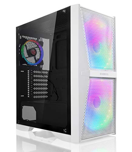 Raijintek Silenos MS Pro, PC ATX Gehäuse mit Seitenteil aus Hartglas, PC Case mit Großflächiges Mesh an der Front, Case mit Drei Lüfter, Weiß von Raijintek