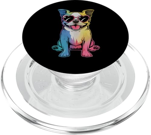 Rainbow Boston Terrier mit Brille für Hundeliebhaber PopSockets PopGrip für MagSafe von Rainbow Dog With Glasses PS