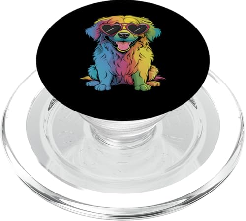 Rainbow Golden Retriever mit Brille für Hundeliebhaber PopSockets PopGrip für MagSafe von Rainbow Dog With Glasses PS