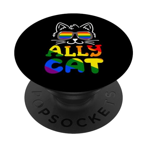 Ally Cat Rainbow LGBTQ Gay Pride Month Katzenliebhaber Frauen PopSockets mit austauschbarem PopGrip von Rainbow Pride Apparel
