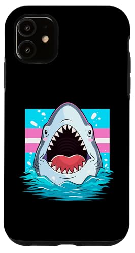 Hülle für iPhone 11 Trans Jaw Shark LGBTQ Pride Transgender Flagge Männer Frauen Kinder von Rainbow Pride Apparel